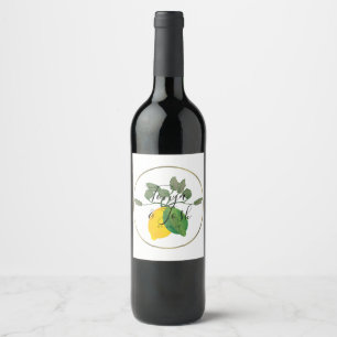 Watercolor Limoncillo Lime Lemon Wine Label