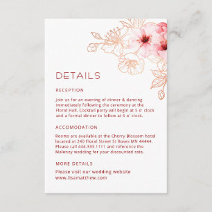 Watercolor Line Art Cherry Blossom Details Enclosure Card