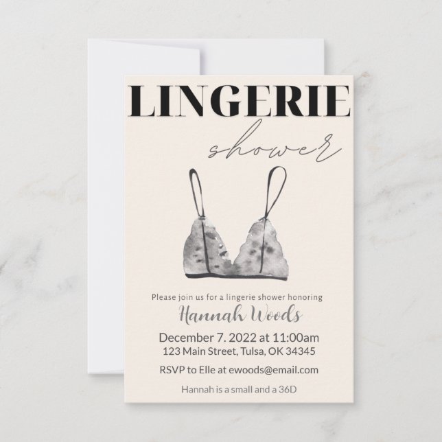 Watercolor Lingerie Shower Save The Date (Front)