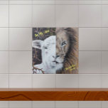 Watercolor Lion and Lamb customizable Tile<br><div class="desc">My daughter Emily painted the watercolor depicting Jesus as the Lamb of God and the Lion of the Tribe of Judah. The original painting hangs in our home and reminds us of our Saviour and King. May this lion and lamb ceramic tile do the same for you and your loved...</div>