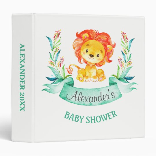 Watercolor Lion Baby Shower Photo Album Binders