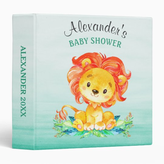 Watercolor Lion Baby Shower Photo Album Vinyl Binders