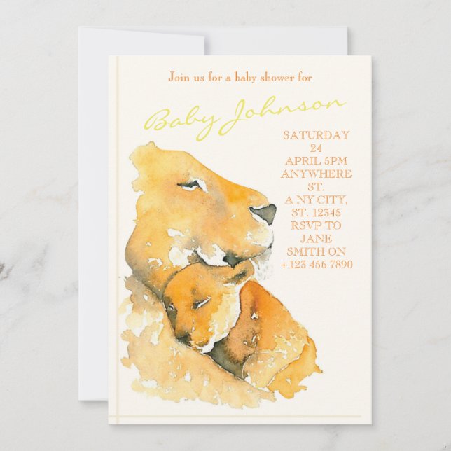 Watercolor lion invitation (Front)
