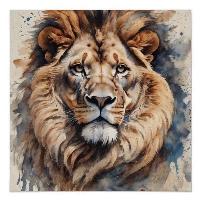 Watercolor Lion no 7 Poster (Front)