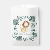 Watercolor Lion Prince Tropical Safari Birthday