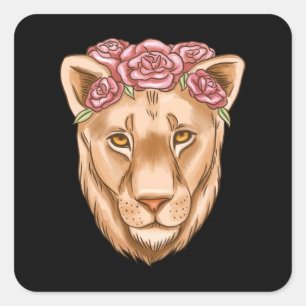 Watercolor Lioness Square Sticker