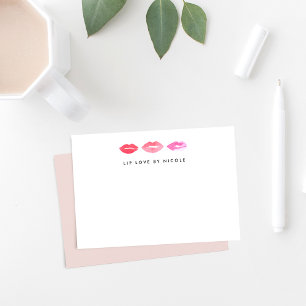 Watercolor Lips Personalized Flat Notecards