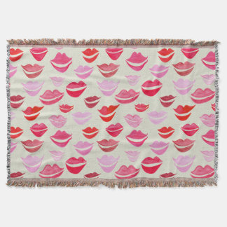 Watercolor Lips Throw Blanket