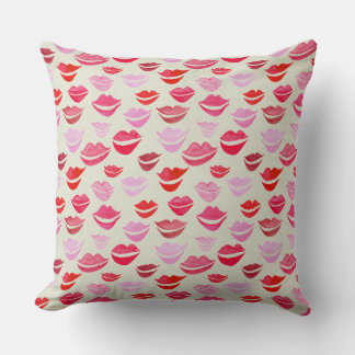 Watercolor Lips Throw Pillow