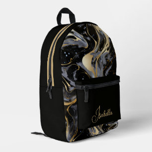 Watercolor Liquid Marble Pattern Personalized Name Printed Backpack