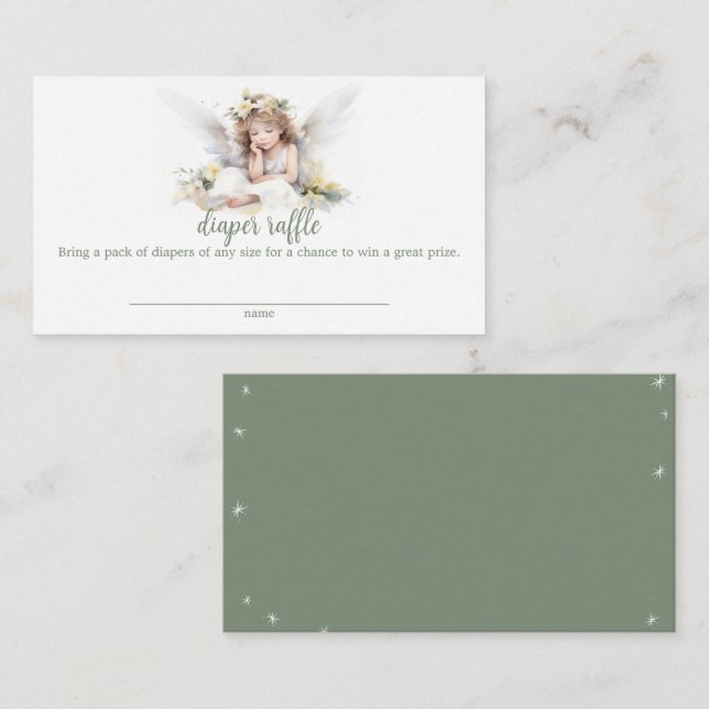 Watercolor Little Angel Baby Diaper Raffle Enclosure Card (Front/Back)