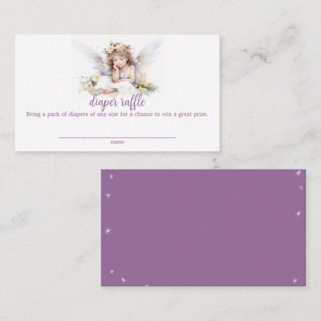 Watercolor Little Angel Baby Diaper Raffle Enclosure Card (Front/Back)