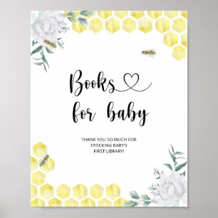 Watercolor little bee, books for baby poster