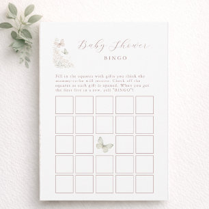 Watercolor Little Butterfly Baby Shower Bingo Card