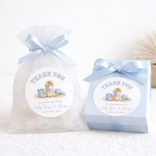 Watercolor Little Cowboy Baby Shower Thank You  Classic Round Sticker
