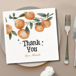 Watercolor Little Cutie Orange Citrus Thank You Napkin