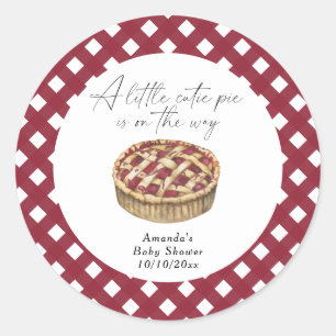 Watercolor little cutie pie baby shower classic round sticker
