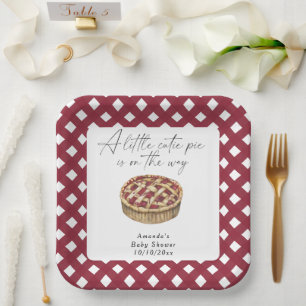 Watercolor little cutie pie baby shower  paper plate