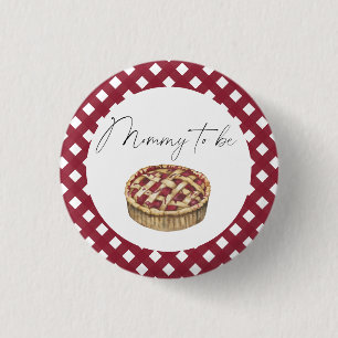 Watercolor little cutie pie - mommy to be 1 inch round button