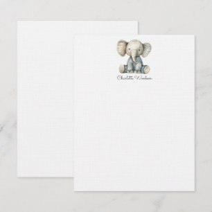 Watercolor Little Elephant Personalized Card