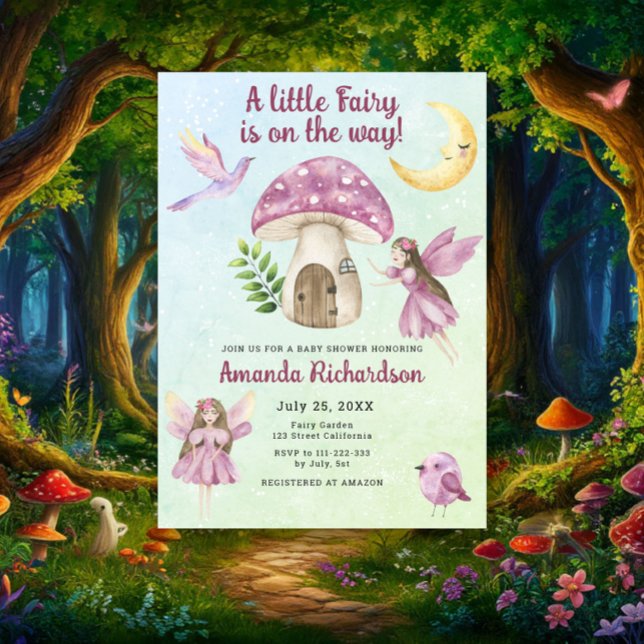 Watercolor Little Fairy Whimsical Baby Shower Invitation (Creator Uploaded)