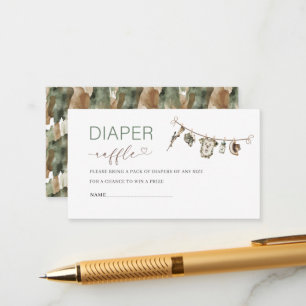   Watercolor Little hunter baby shower diaper raff Enclosure Card