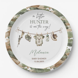    Watercolor Little Hunter  baby shower Paper Plate