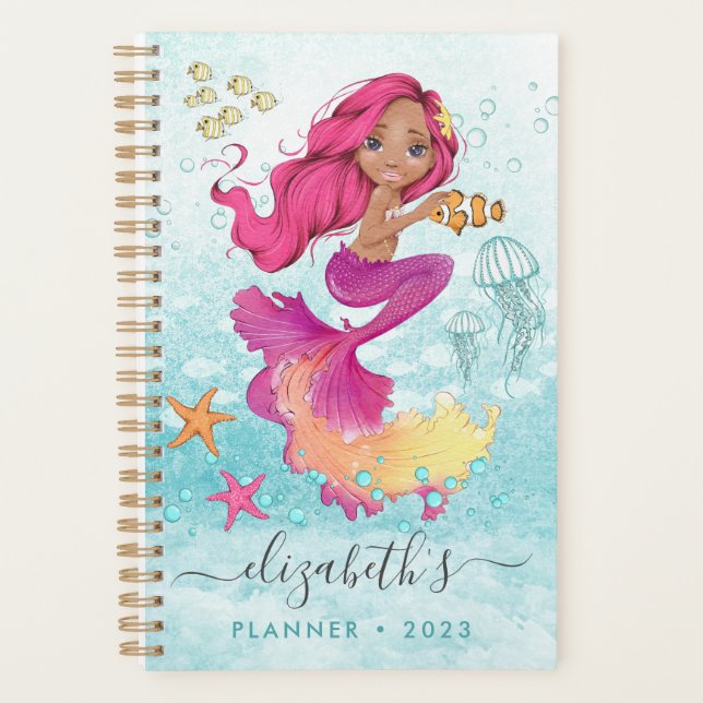 Watercolor Little Mermaid Spiral Photo Planner (Front)