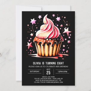 Watercolor Little Muffin Delight Girl Birthday Invitation
