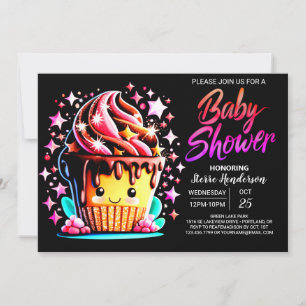 Watercolor Little Muffin Girl Baby Shower Invitation