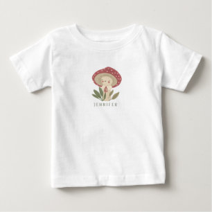 Watercolor Little mushroom name  Baby Bodysuit