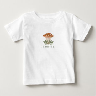 Watercolor Little mushroom name  Baby Bodysuit