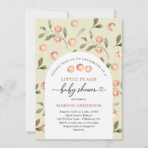 Watercolor Little Peach Baby shower  Invitation