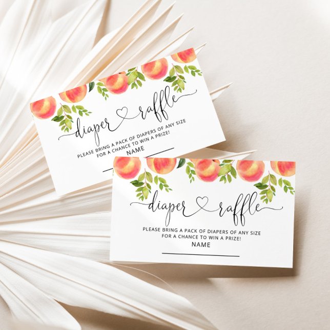 Watercolor little peach diaper raffle ticket enclosure card (Creator Uploaded)