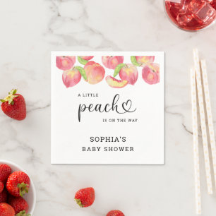 Watercolor Little peach is on the way baby shower Napkin