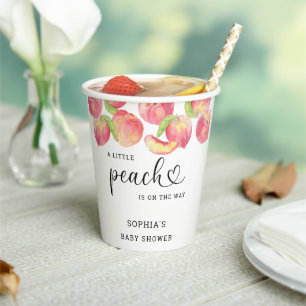 Watercolor Little peach is on the way baby shower Paper Cups