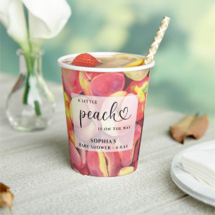 Watercolor Little peach is on the way baby shower  Paper Cups