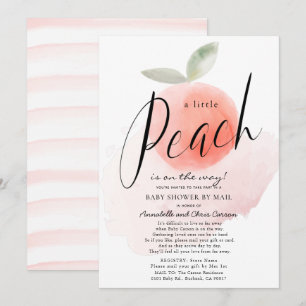 Watercolor Little Peach Pink Baby Shower by Mail Invitation