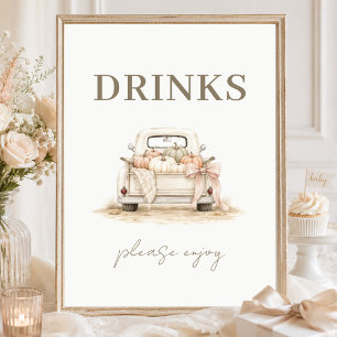 Watercolor Little Pumpkin Baby Shower Drinks Sign