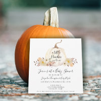 Watercolor Little Pumpkin Floral Leaf Baby Shower
