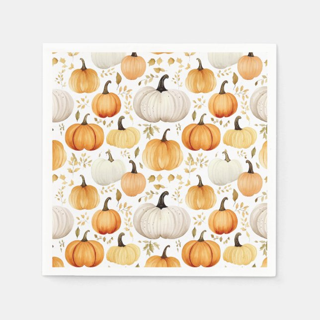 Watercolor Little Pumpkin Patterned Napkin (Front)