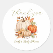 Watercolor Little Pumpkin Thank You Baby Shower