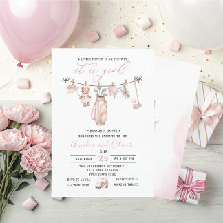 Watercolor Little putter is on the way baby shower Invitation