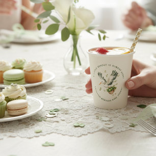 Watercolor Little Sprout stork Baby Shower Paper Cups