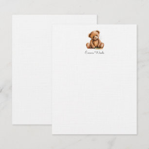Watercolor Little Teddy Bear Personalized Card