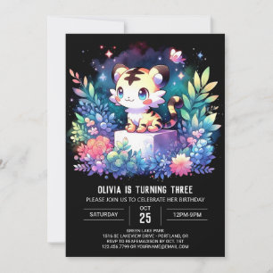 Watercolor Little Tiger Birthday Invitation