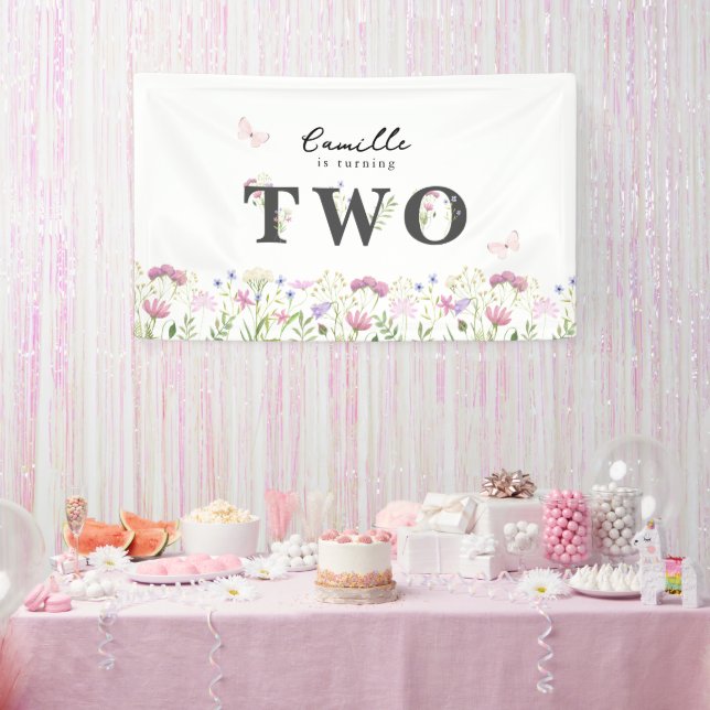 Watercolor Little Wildflower Birthday  Banner (Party)