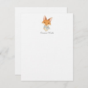 Watercolor Little Woodland Fox Personalized Card