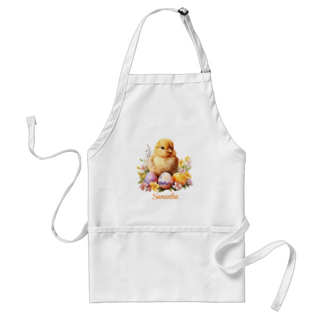 Watercolor little yellow Chicken with eggs Standard Apron (Front)