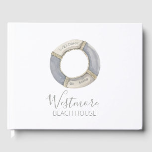 Watercolor Live Preserver Beach House Guest Book